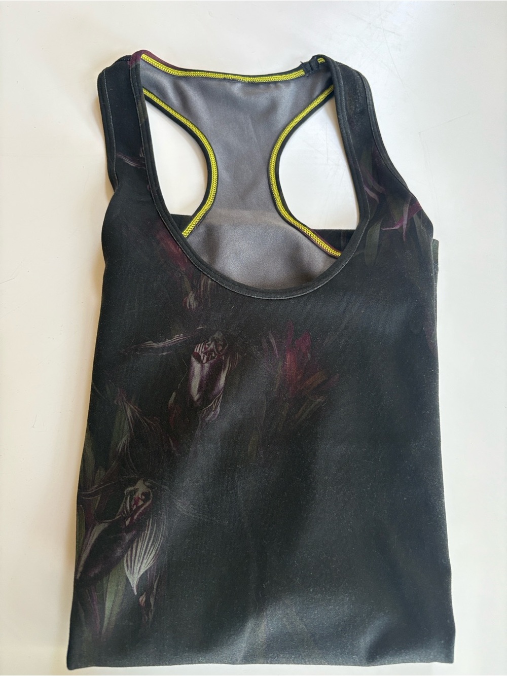 Lululemon Floral Black Racerback Active Tank with Purple Accents - Picture 10 of 12